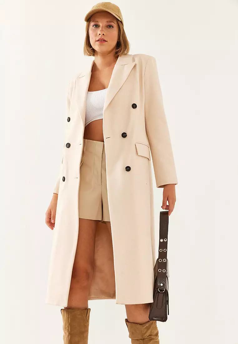 Women's Buttoned Sleeve Cashmere Coat 8100 60351082