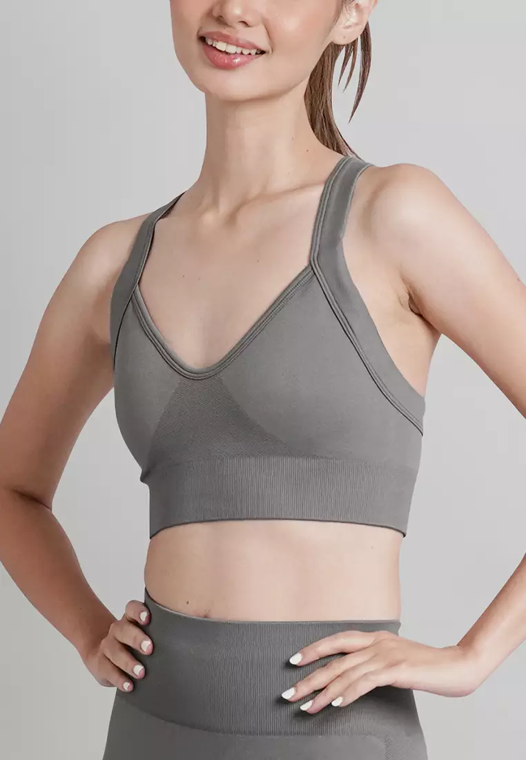 London Collection: Seamless Padded Cross Back Sports Bra