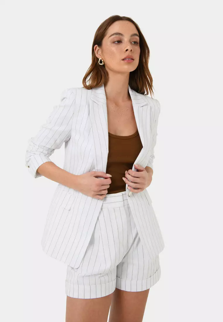 Ria Stripe Cotton Blend Jacket