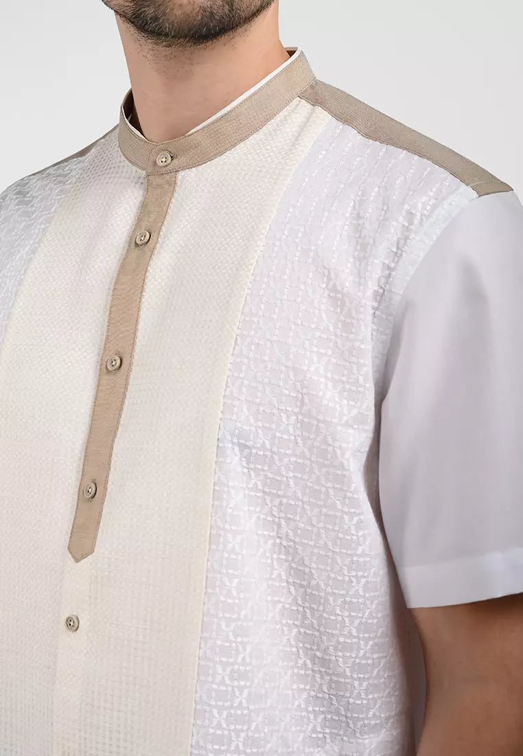 MOC Kemeja Koko Lengan Pendek Pria BARATHEON-WHITE