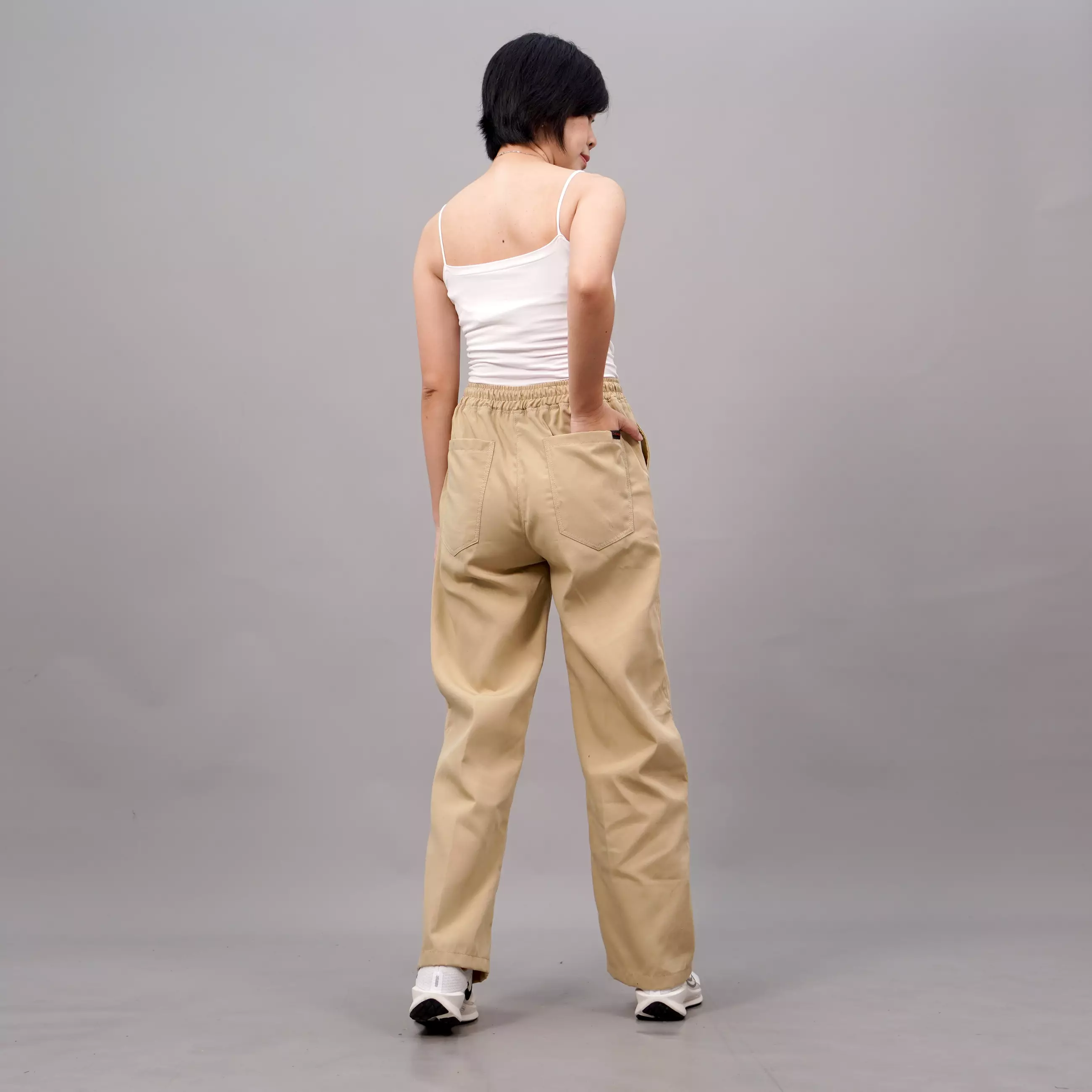SAMY Celana Loose Pants Wanita Baggy Pants Wanita Celana Panjang Wanita - KREM
