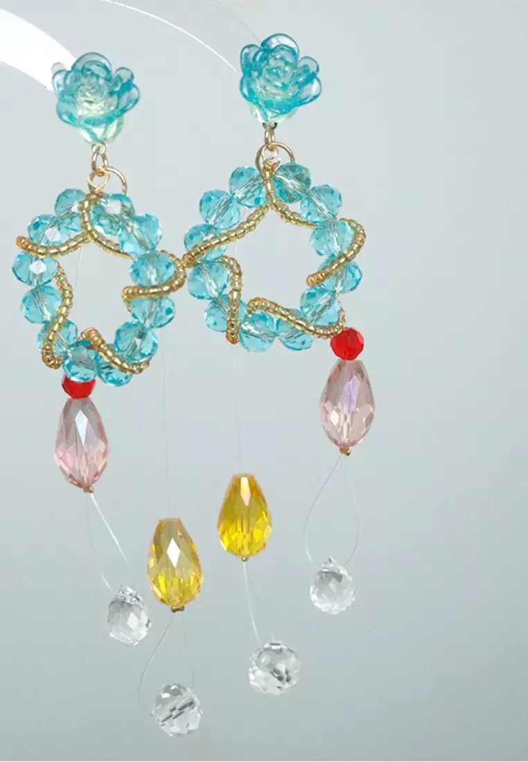 Summer fresh and sweet tassel rose earrings K062408