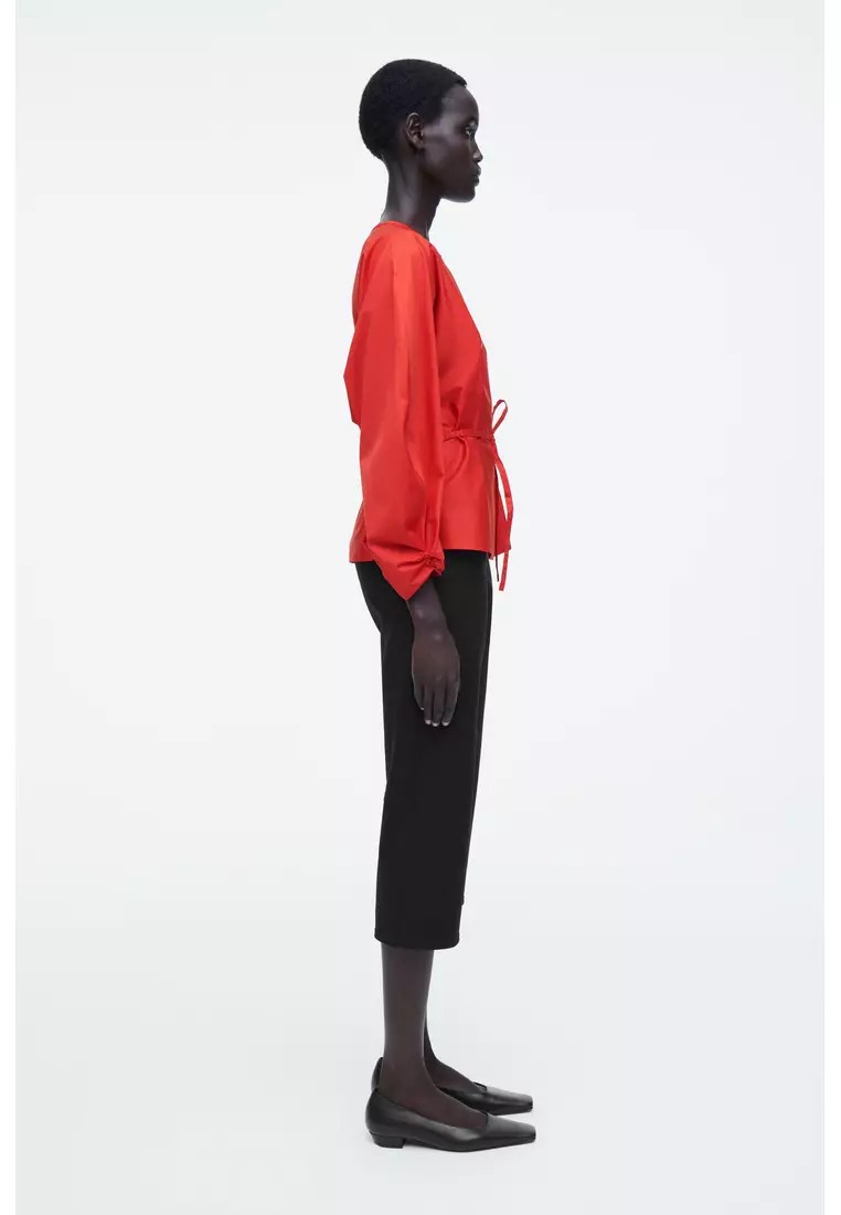 DRAWSTRING PEPLUM BLOUSE