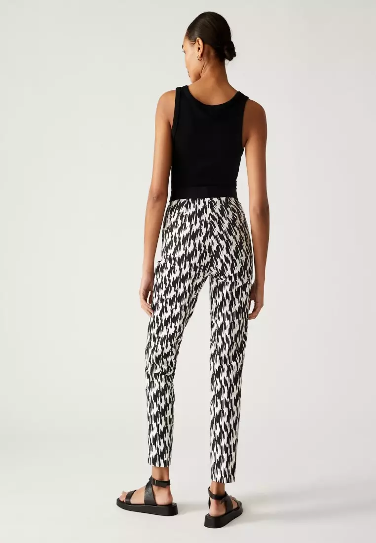 Buy MARKS & SPENCER Cotton Blend Printed Slim Fit Trousers 2024 Online