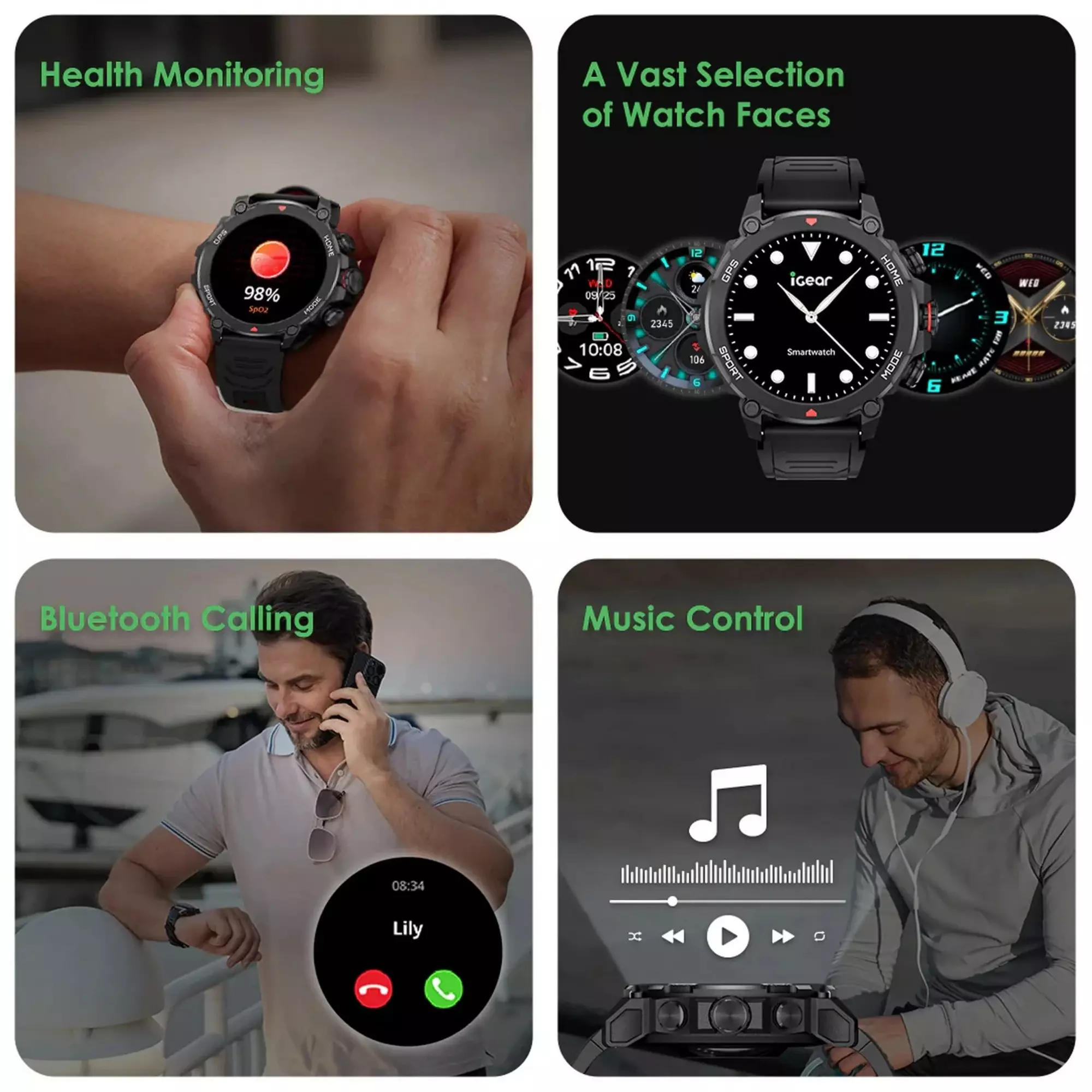 iGear Vector Smart Watch Black IGVE-01 Built For Every Adventure Original