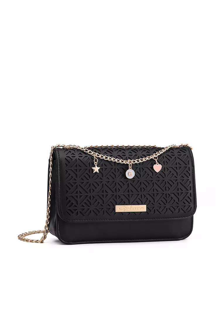 GYKACO HANSOO Black - Tas Wanita Sling Bag - Fashion Top Handle Bag (Import)