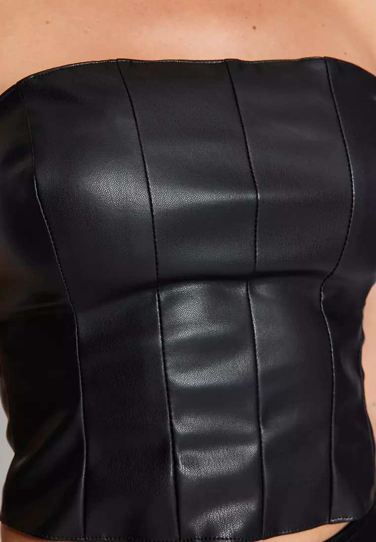 Buy Trendyol Faux Leather Bustier Top 2024 Online