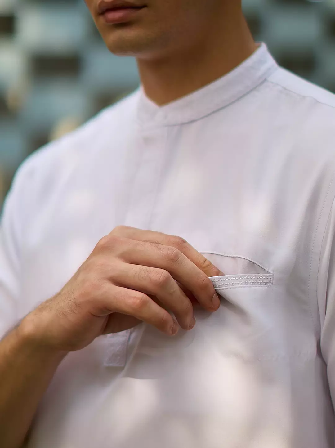 OXCON Kemeja koko Tangan 3/4 Bordir Hasbi Putih