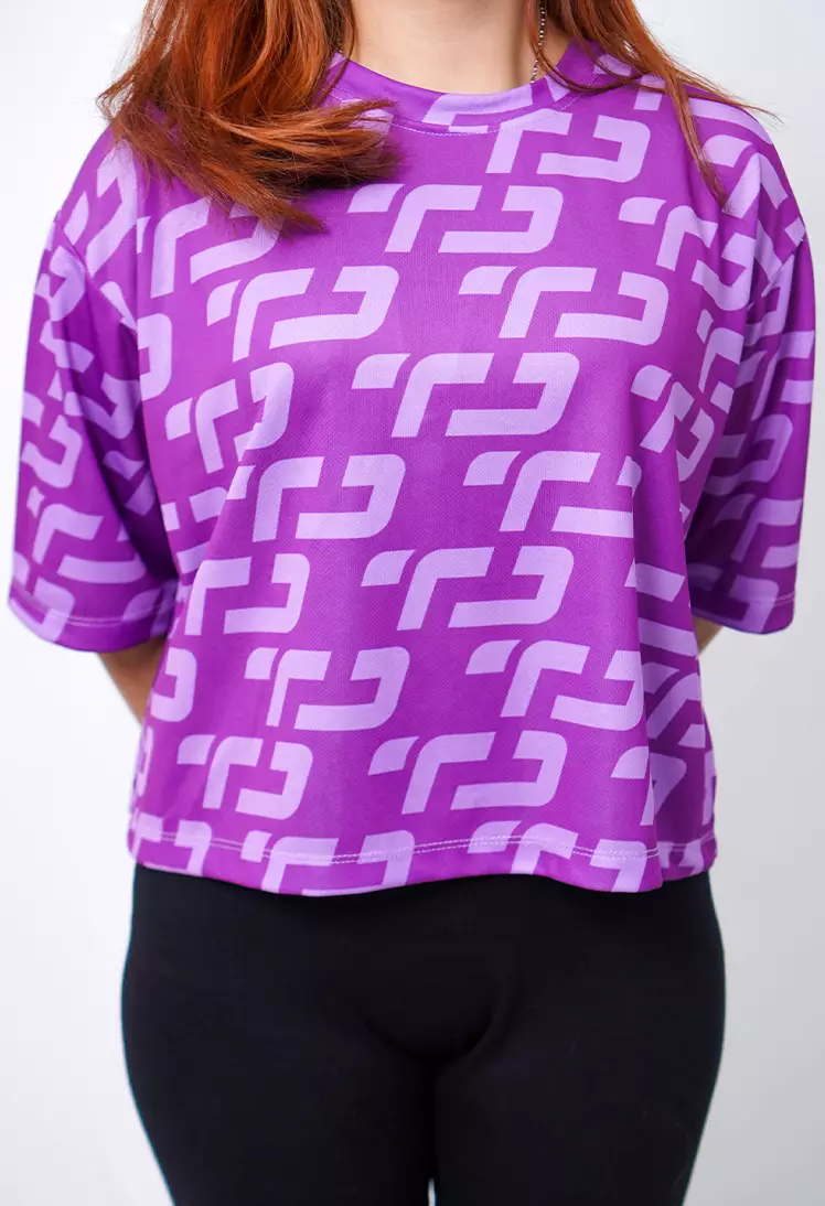 LSB31 baju olahraga wanita crop top oversize big size gym aerobic zumba poundfit senam ungu purple