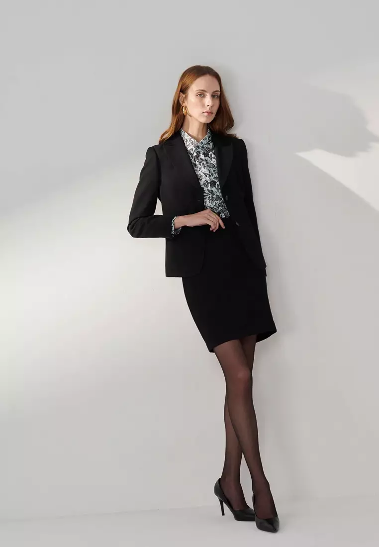 Black Textured Cut Out Skirt