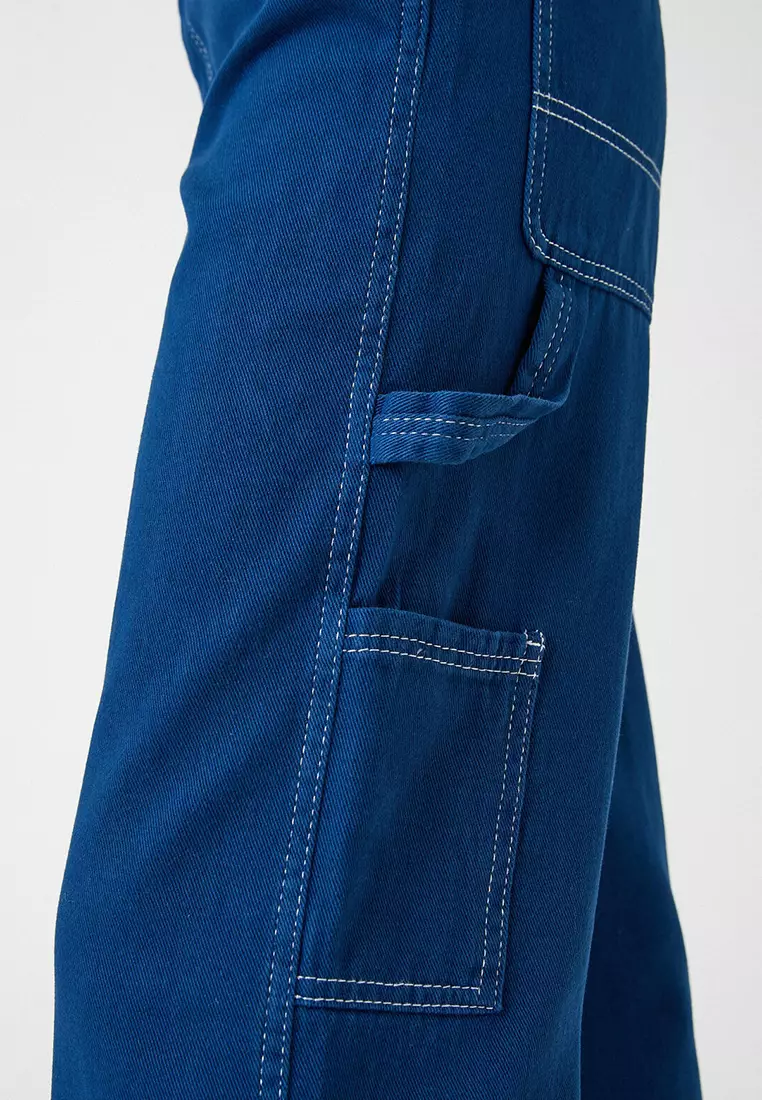 High Waist Wide Cargo Denim Pants