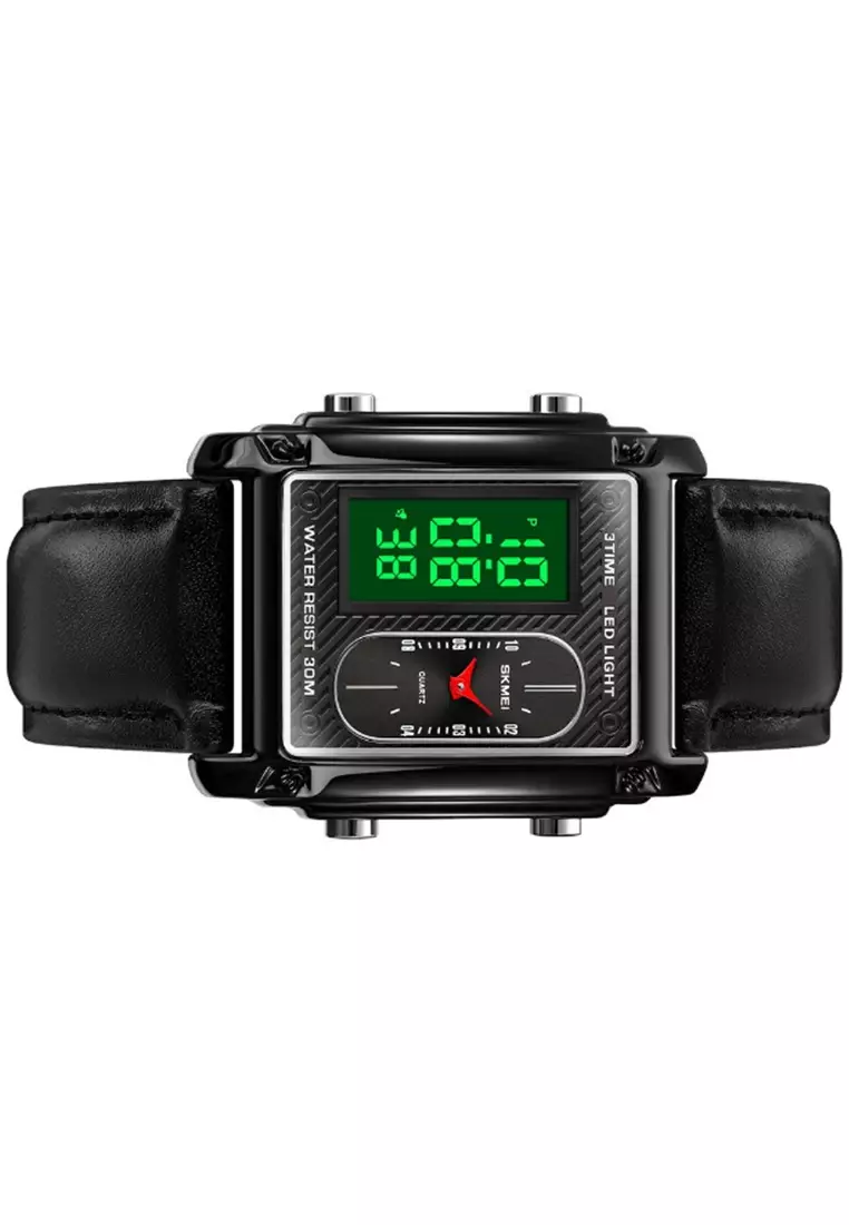 Jam Tangan Digital Pria Waterproof Many Function Strap Tali Material PU Leather GN54 ORIGINAL