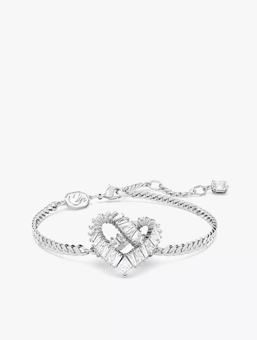 Swarovski Infinity bracelet, Infinity and heart, White, Rhodium plated