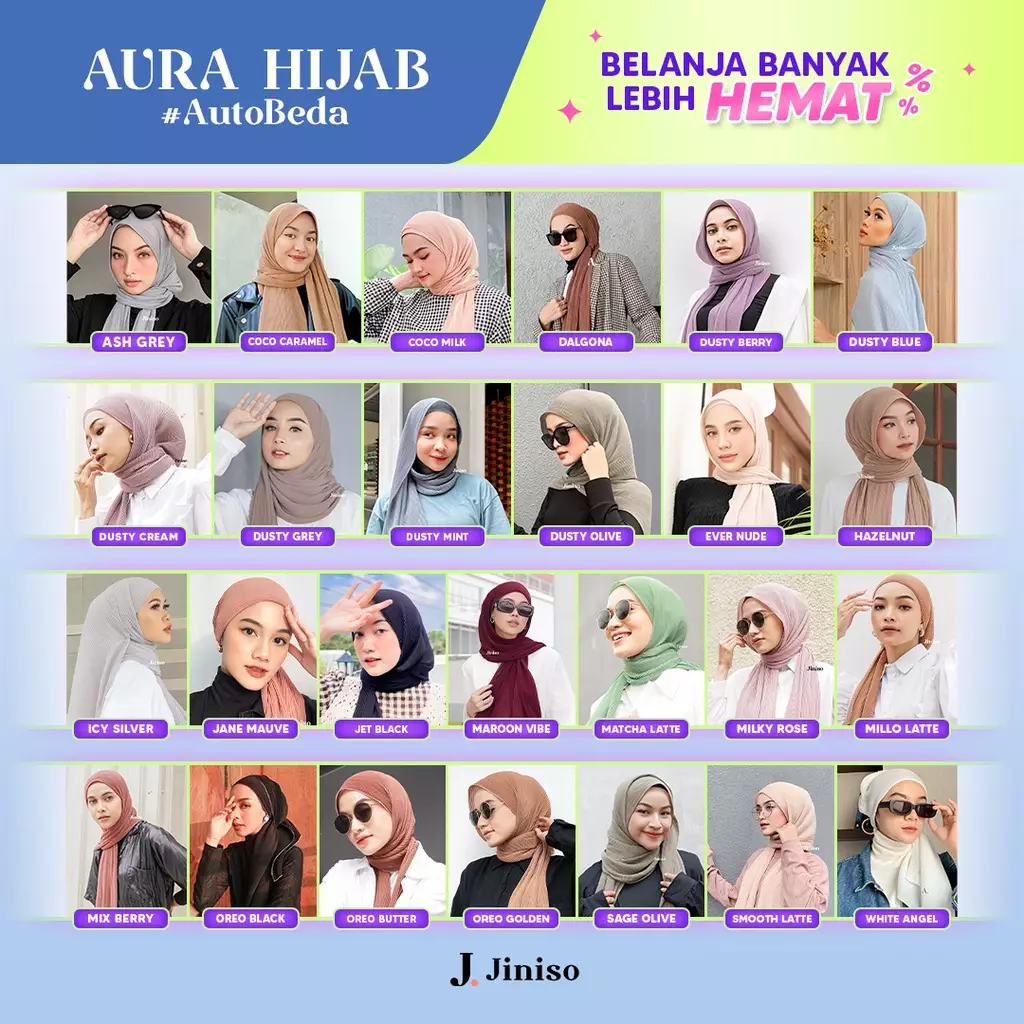 AURA Active Hijab Pashmina Plisket Shawl