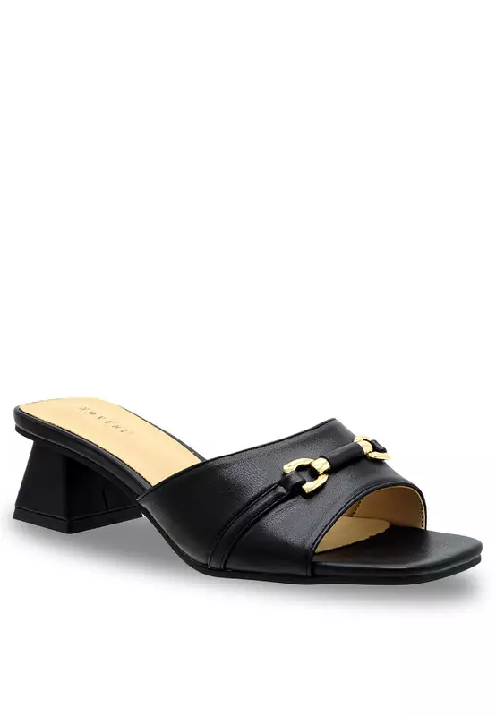 Slip On Faux Leather Fashion Heels