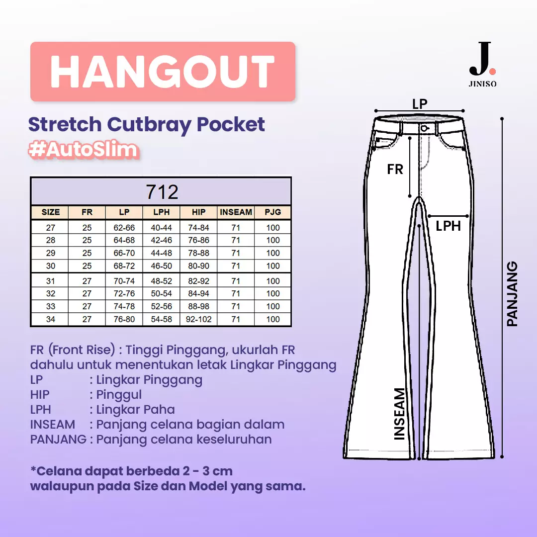 Highwaist Stretch Cutbray Pocket Jeans 712 HANGOUT