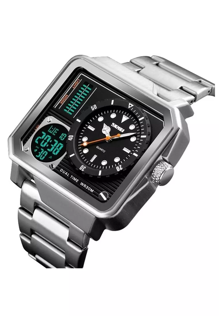 Vogue Jam Tangan Kasual Digital Analog Pria Waterproof Strap Tali Material Stainless Steel YT12 ORIGINAL