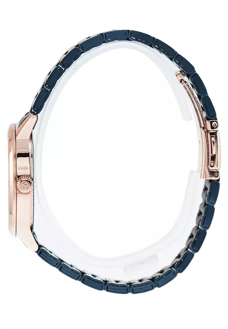 Alexandre Christie - Jam Tangan Analog Wanita - Rosegold - Blue Stainless Steel Bracelet - 2A29 LDBURBU