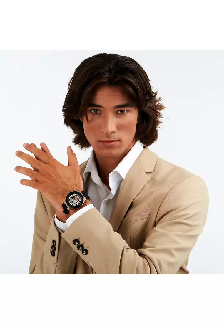 【2年保養】瑪莎拉蒂Stile 45mm Men's Chronograph 石英腕錶 Luminous Dial Hands R8871642003 Japan Movement