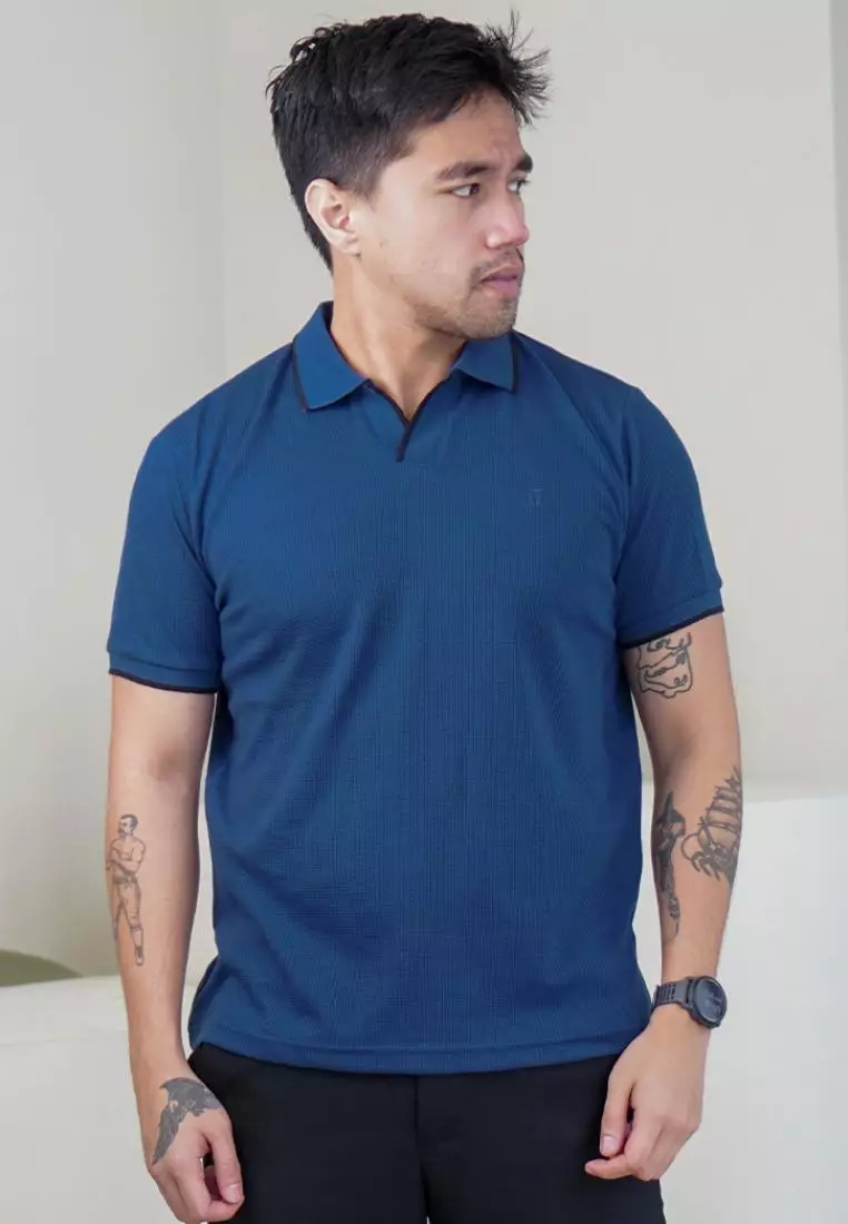 MATSUDA Kaos Polo Pria Waffel Kerah Otsuki