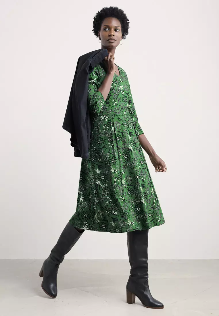 slim fit dress slacks Seasalt Green Check Midi Dress main image 1