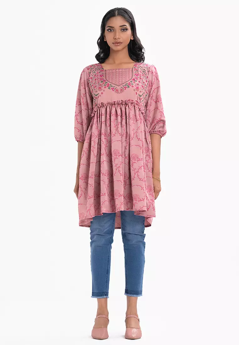 Le Reve 女士花卉印花绉布束腰外衣