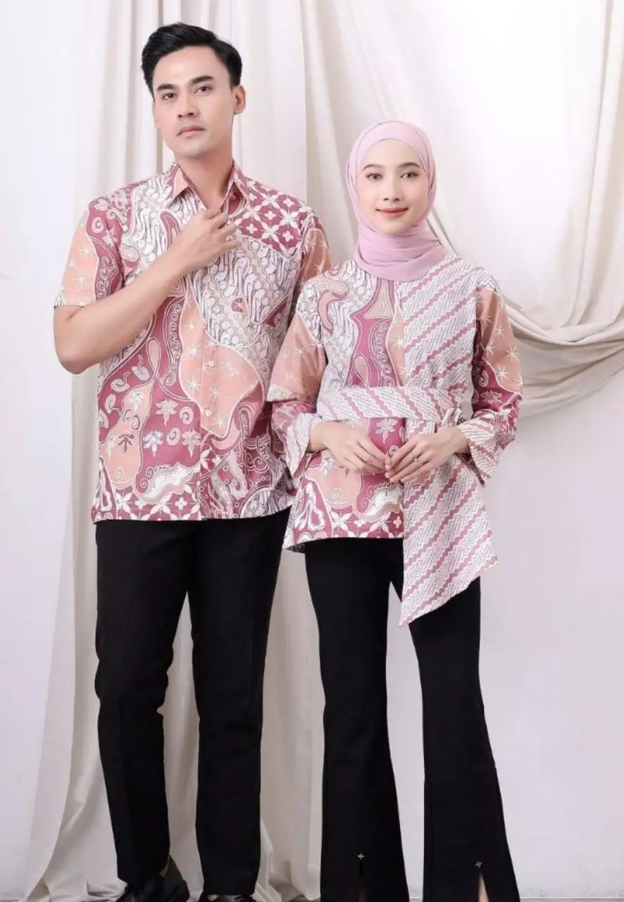 Lintang Pink Kemeja Batik Pria Premium Elegant Lengan Pendek B.K
