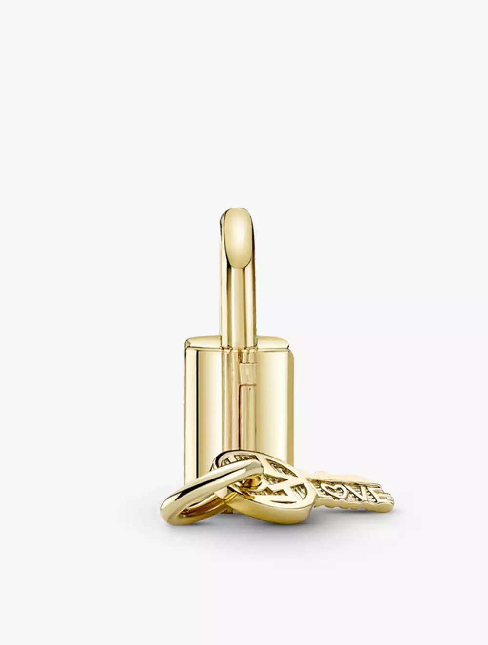 Padlock and key 14k gold-plated dangle with clear cubic zirconia