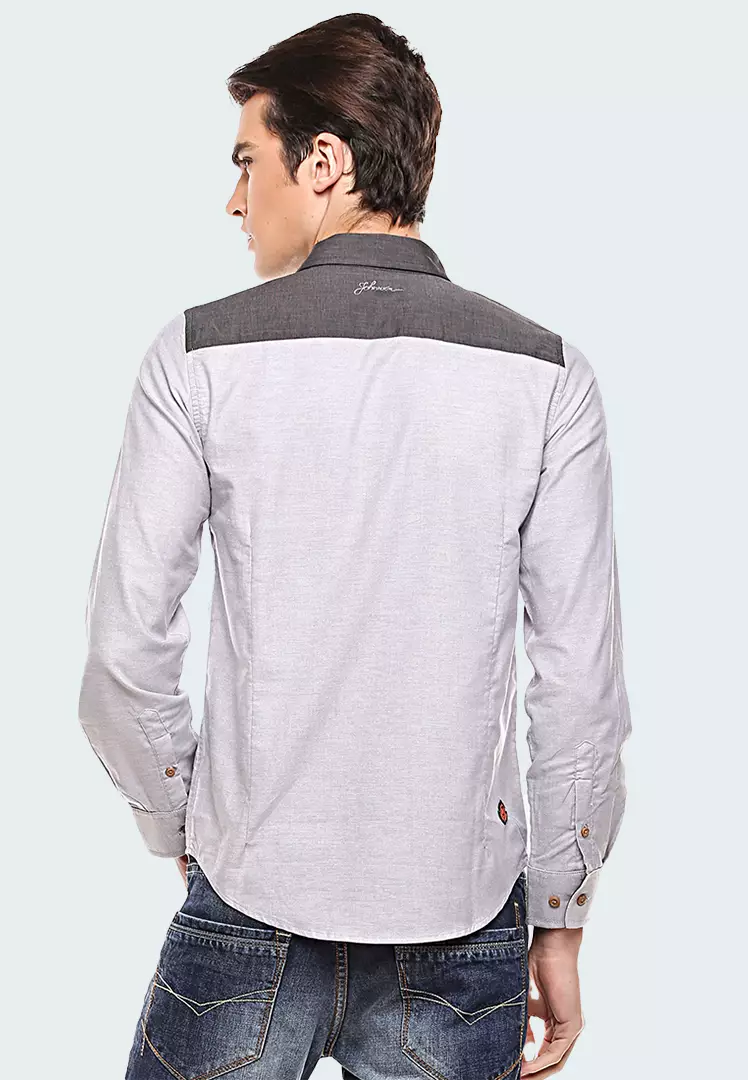 Johnwin - Kemeja Casual - Kemeja Lengan Panjang - Abu - ASH.670.G871.570.C-L/S
