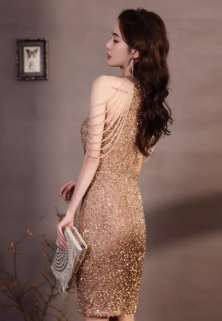 Buy Sunnydaysweety 2024 Fashionable Sexy Crystal Sequin Fringe Dress   Sunnydaysweety 7365 7508703 5 