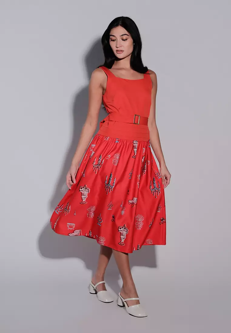 plains and prints red dress Plains - Speak the language of fashion in airy volumes. @vaniaromoff brings  her ultrafeminine aesthetic through the gorgeous colors and silhouette of  the Marcella dress for #PlainsandPrintsBeyond25. #PlainsandPrintsExperience