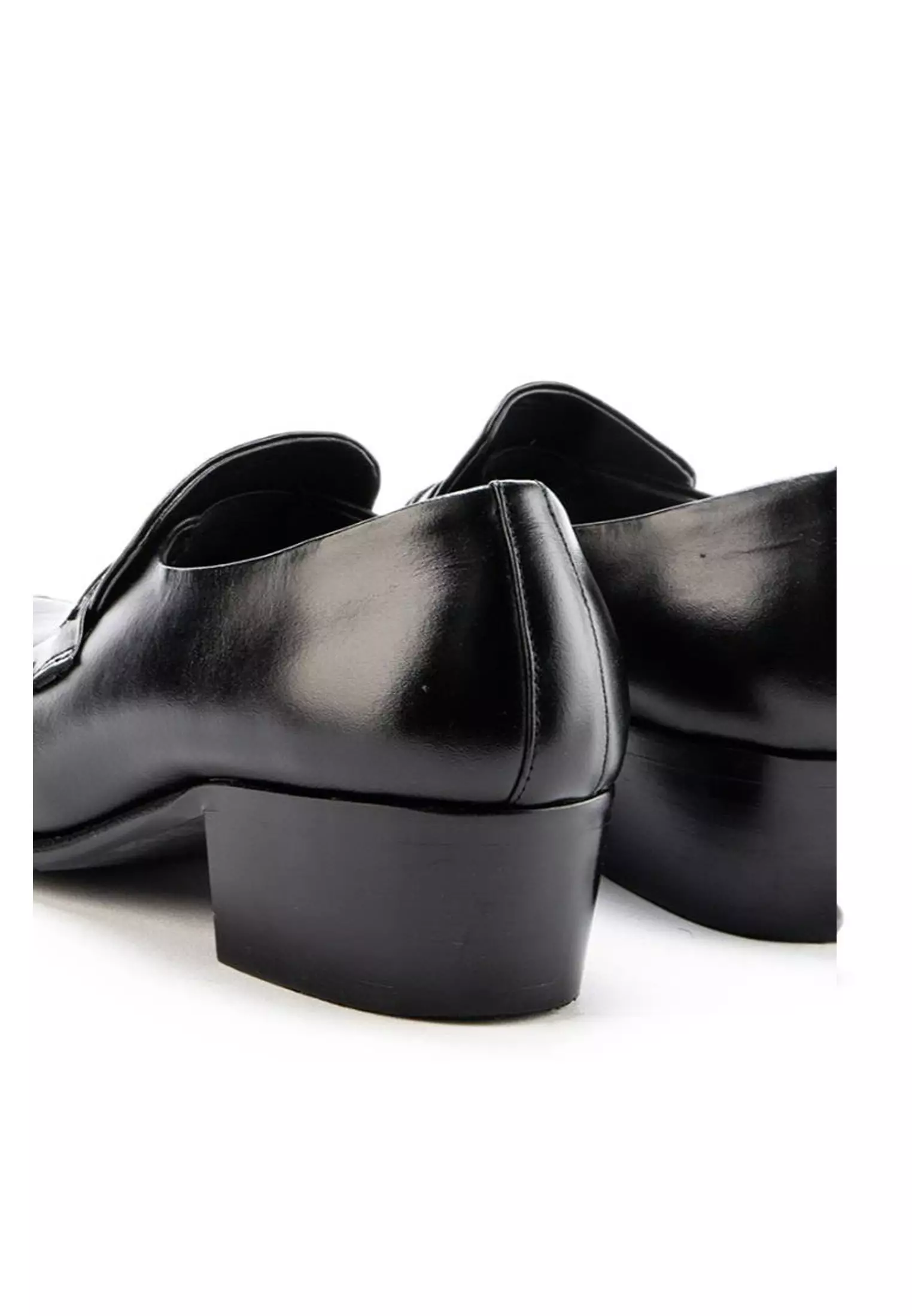 Corwin Sepatu Pantofel Pria Formal Kantor Kulit Asli tinggi hak 5 cm - Black