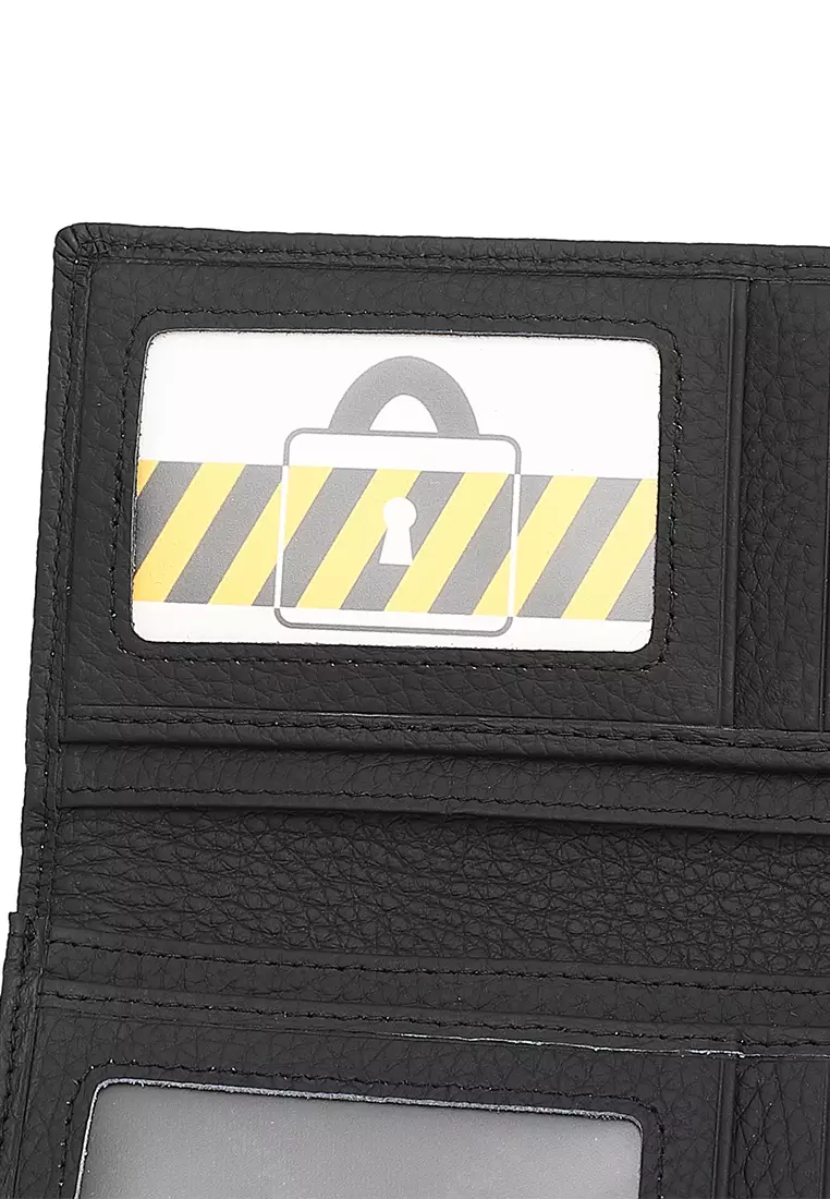 Genuine Leather RFID Long Wallet - Black