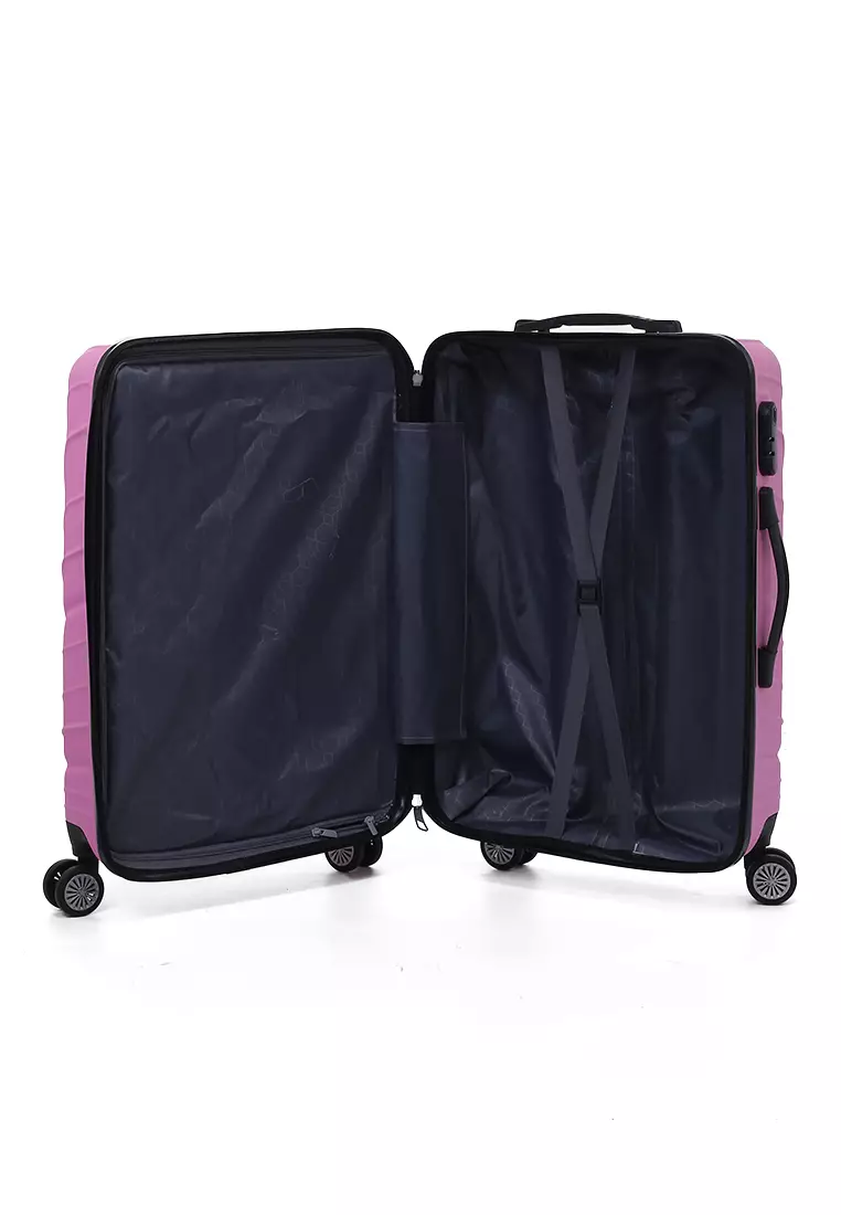 Austin Koper Unisex Size 24 Inch Large Compartment Suitcase Tas Travel Number Code Lock Material Fiber ABS ORIGINAL - Pink