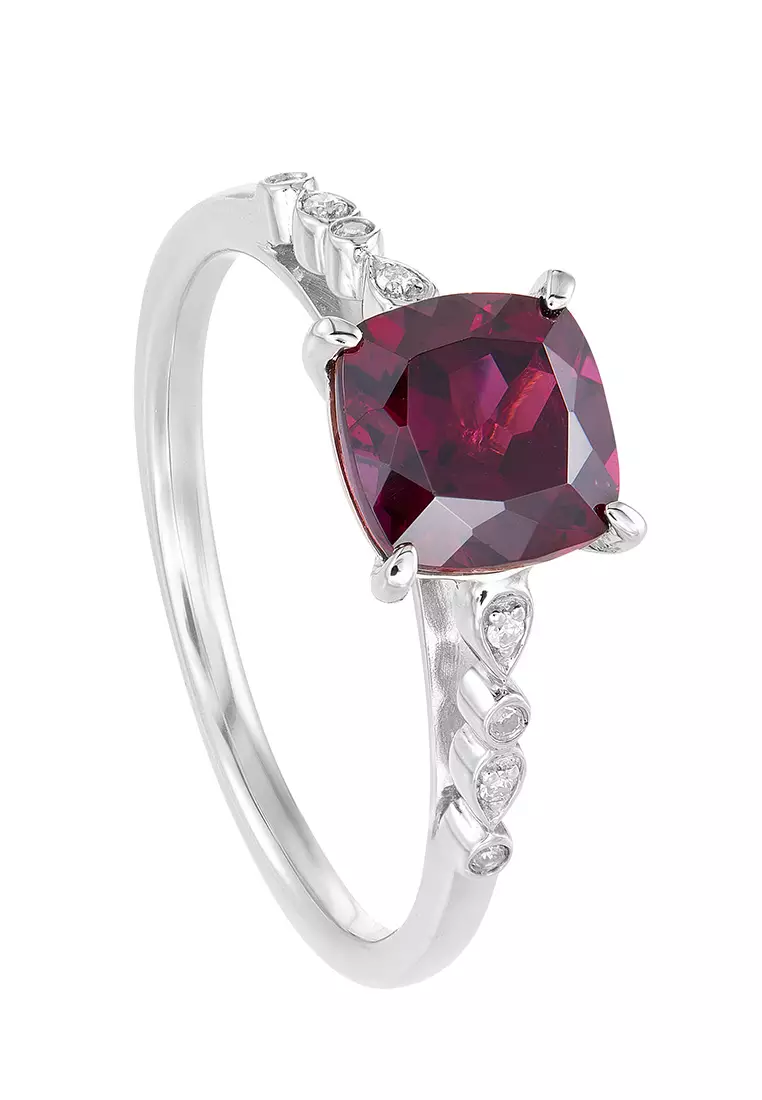 Garnet engagement sale ring white gold