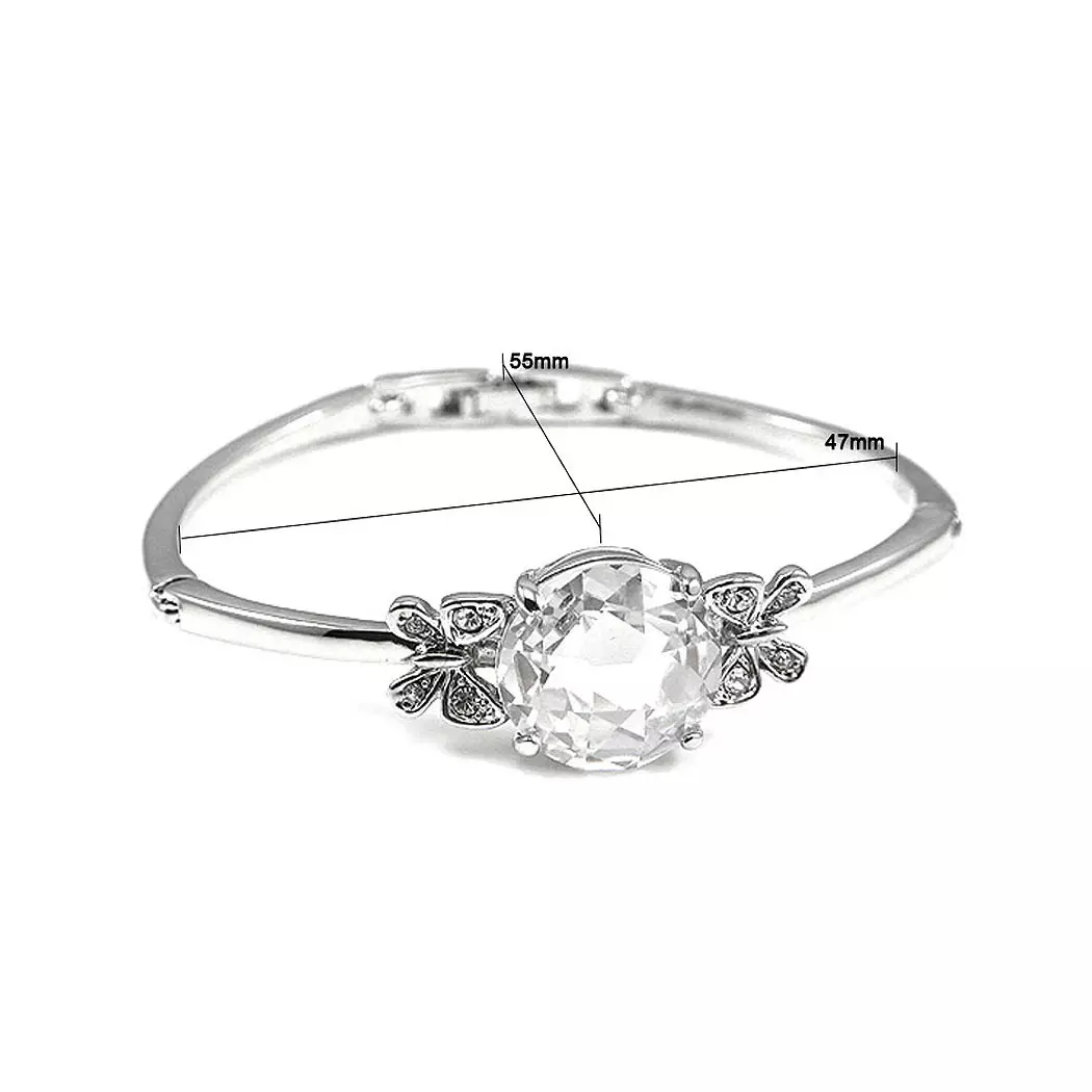 Elegant Butterfly Bangle with Silver Austrian Element Crystal