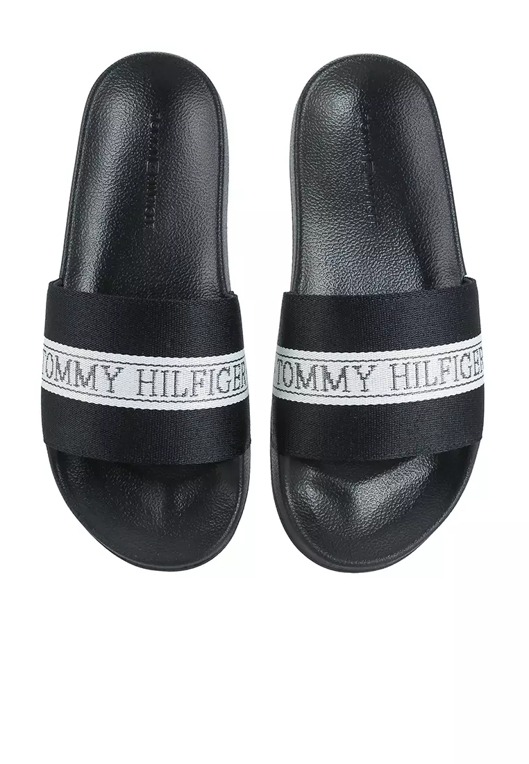 tommy hilfiger black sliders