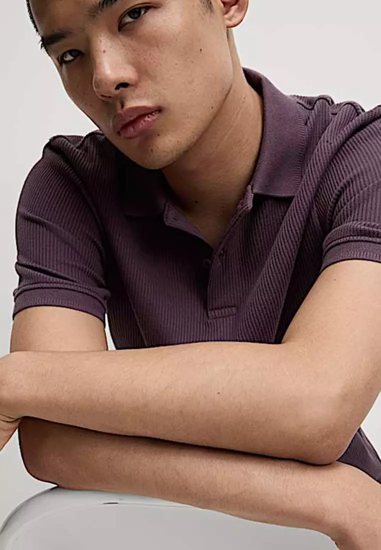 Pure Cotton Textured Polo Shirt