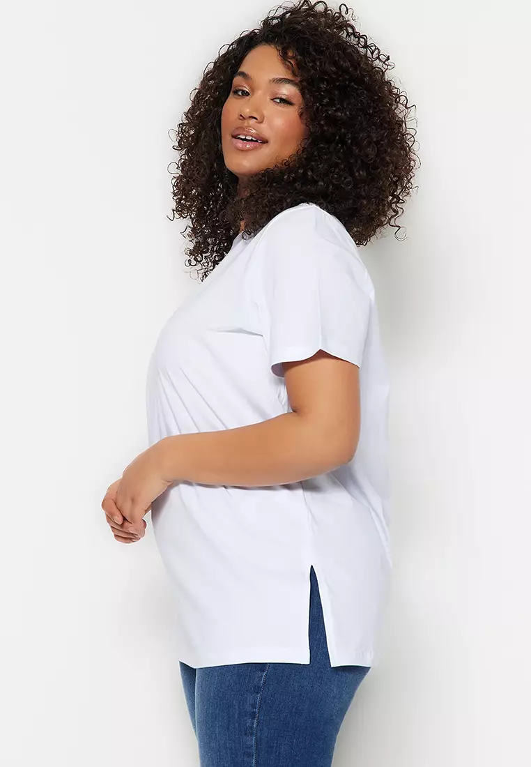 Plus size clearance white boyfriend shirt