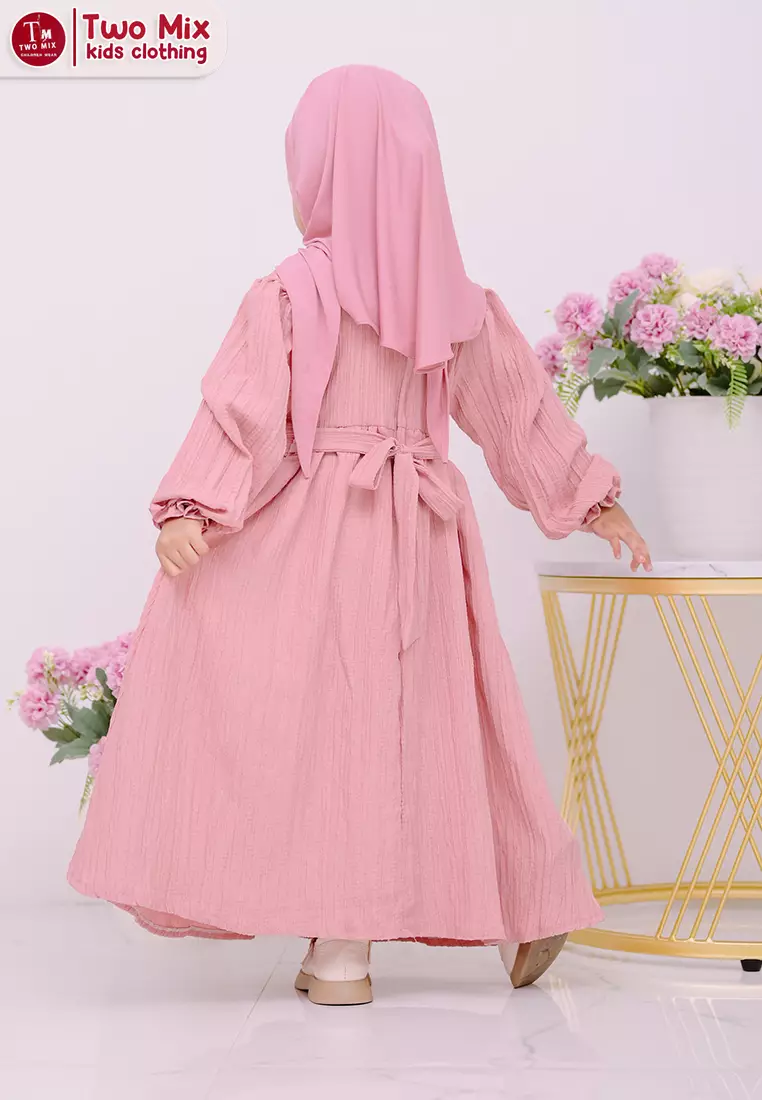 Two Mix - Raya Collection 2024 - Baju Muslim Alesya Gamis Anak Perempuan 1-12 Tahun 4397 Dusty Rose