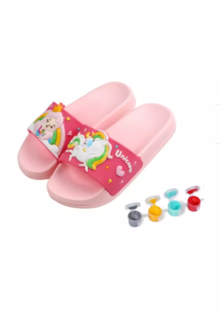 Discount on Golden Ticket Super Savers  shoes - SKU: Diy Painting Slippers For Kids - Summer Slippers Slides