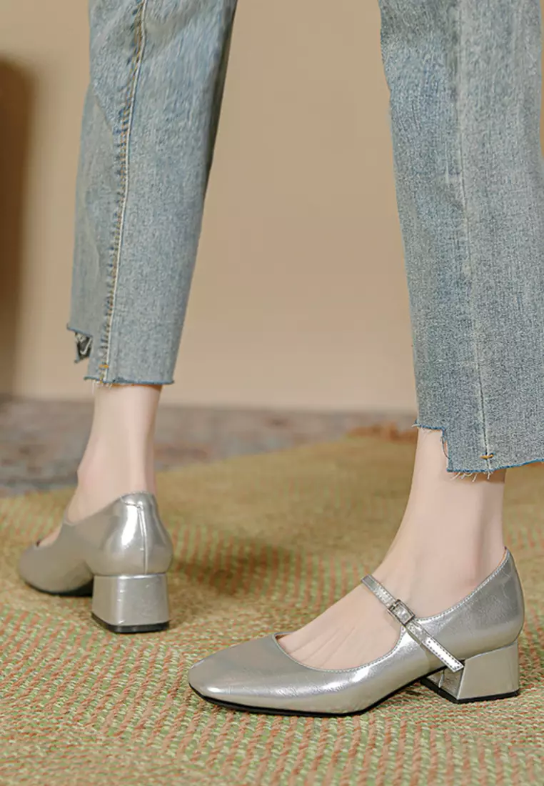 4CM Buckle Strap Patent Leather Mary Jane Shoes TE2010-2