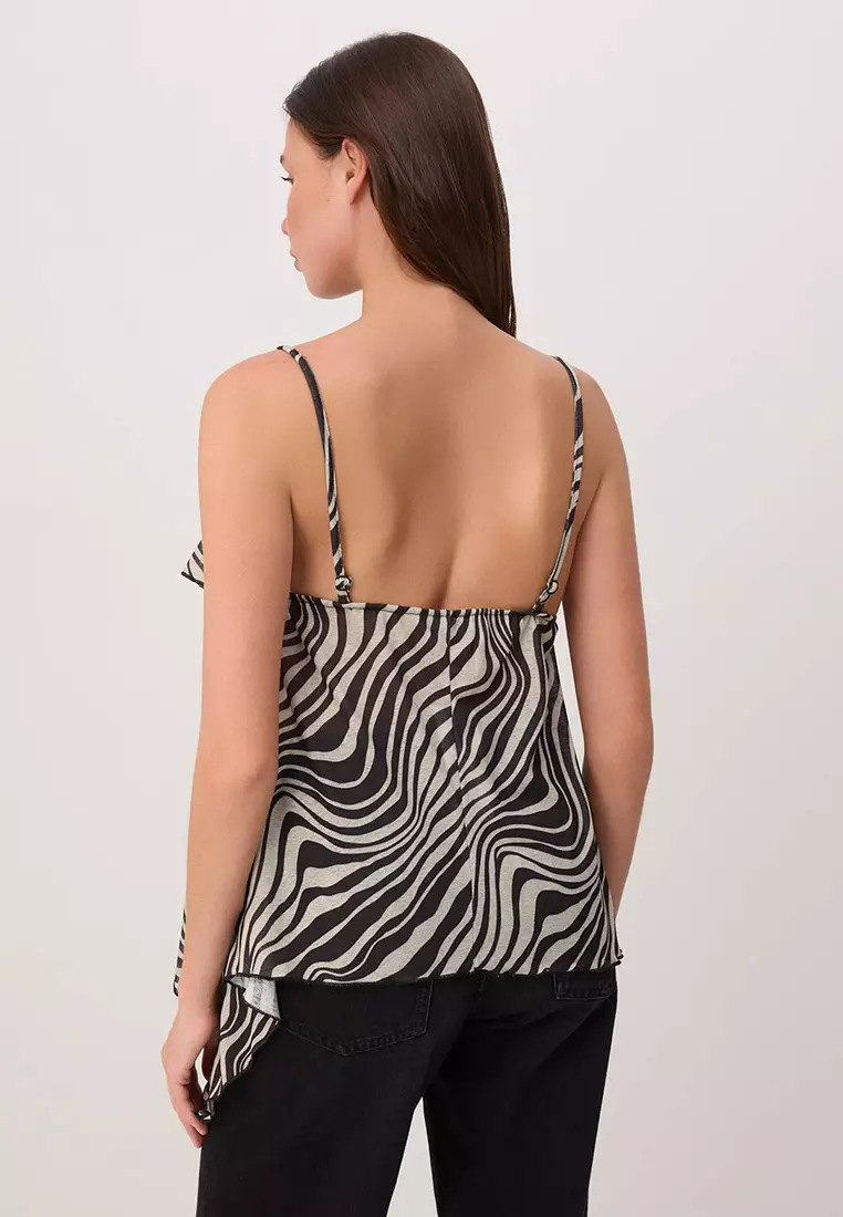 Zebra Print Ruffle Blouse