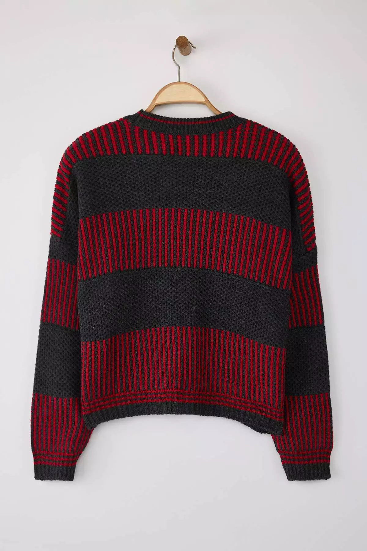 Anthracite Wide Fit Striped Knitwear Sweater