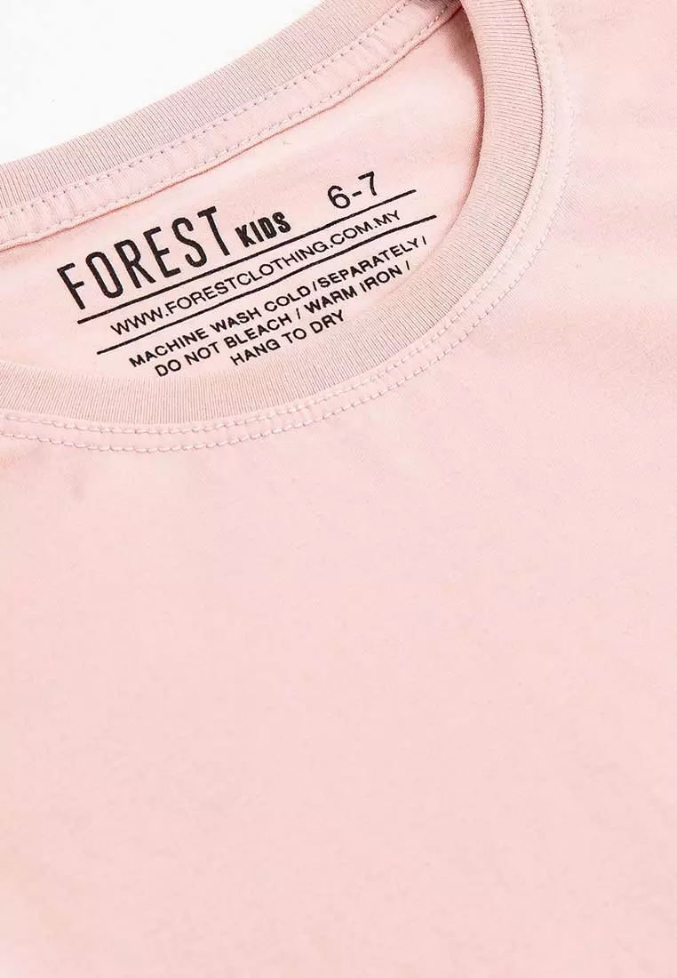 Forest Kids Unisex Premium Soft-Touch Cotton Regular Fit Round Neck Tshirt - Baju T Shirt Budak - FK82001 - 54Pink