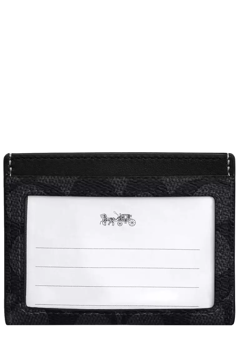 Slim Id Card Case In Signature Canvas in Charcoal/ Black CW366