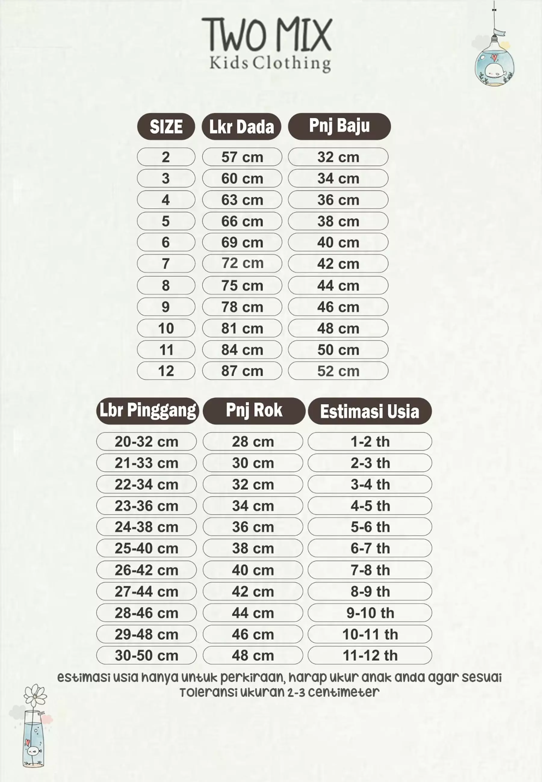 Two Mix - Oria Set Baju Setelan Anak Perempuan Lucu Katun 1-12 Tahun 4393 Cream