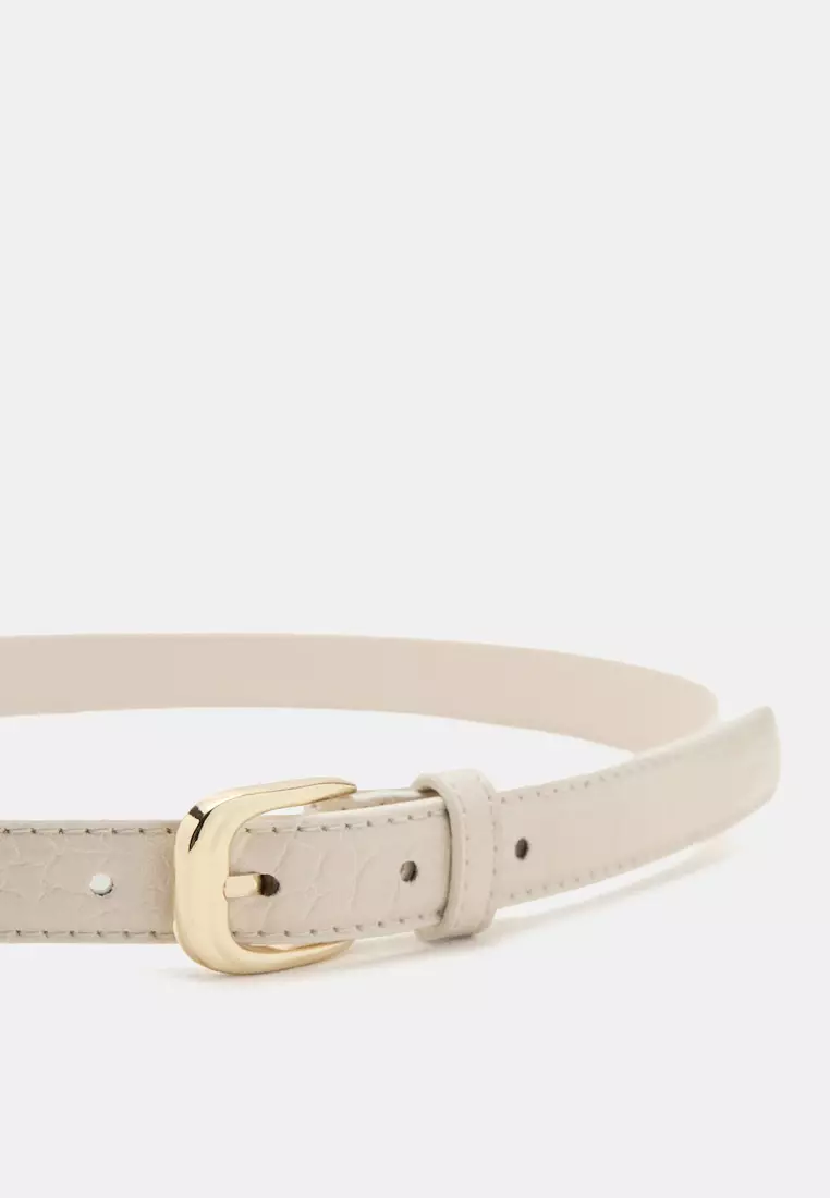 Thin Faux Crocodile Leather Belt