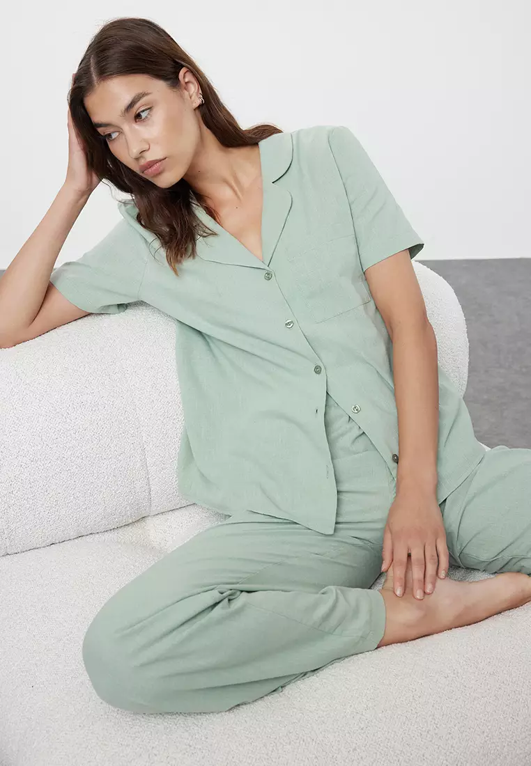 Mint 100% Cotton Woven Pajama Set THMSS24PT00401