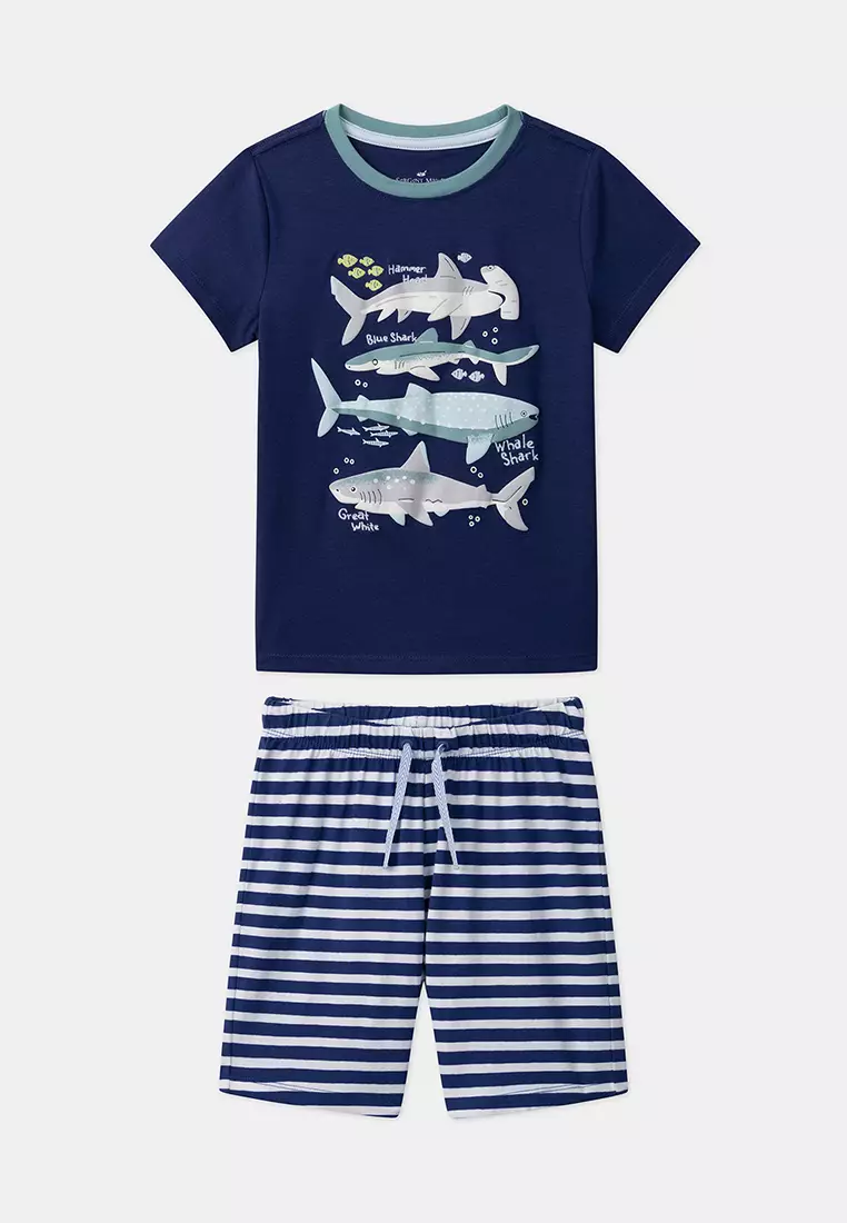 Blue Shark T-Shirt And Shorts Set